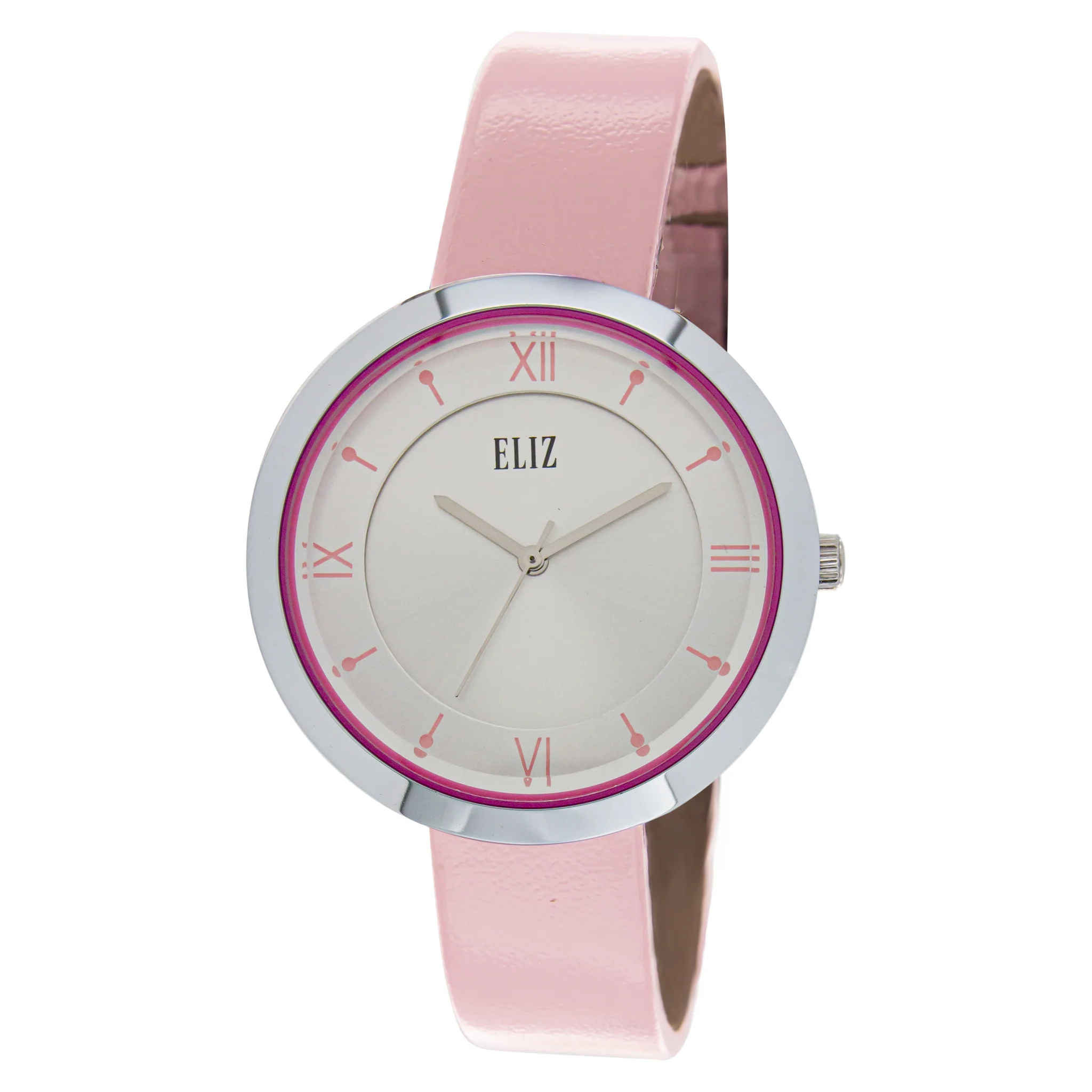 ELIZ ES8763L1SSP SS Caseback & Leather 3-Hands Women"s Watch