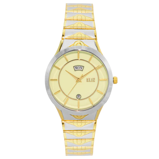 ELIZ ES8768G2TLT SS Caseback & Band Day-Date Men"s Watch