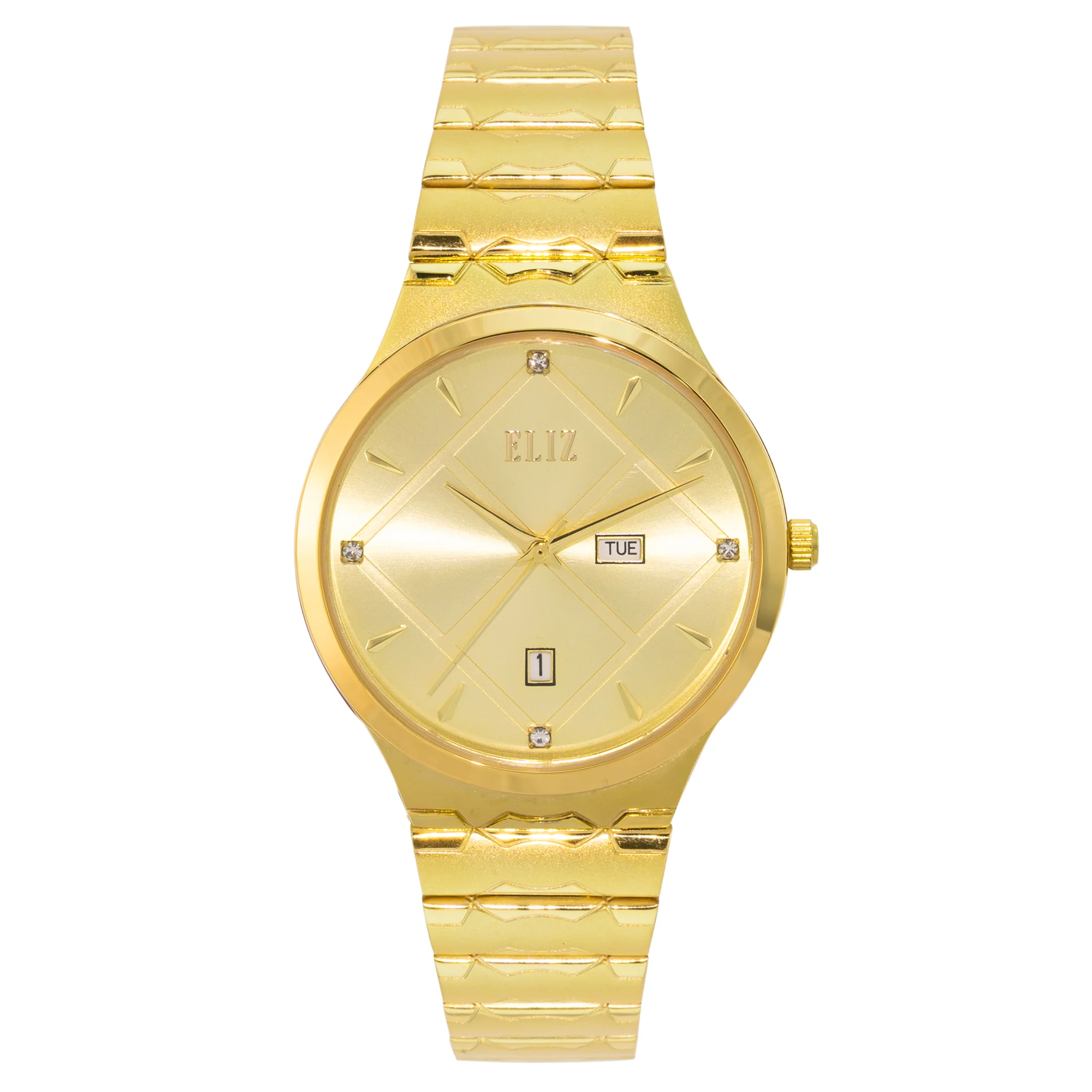 ELIZ ES8770G2GCG SS Caseback & Band Day-Date Men"s Watch