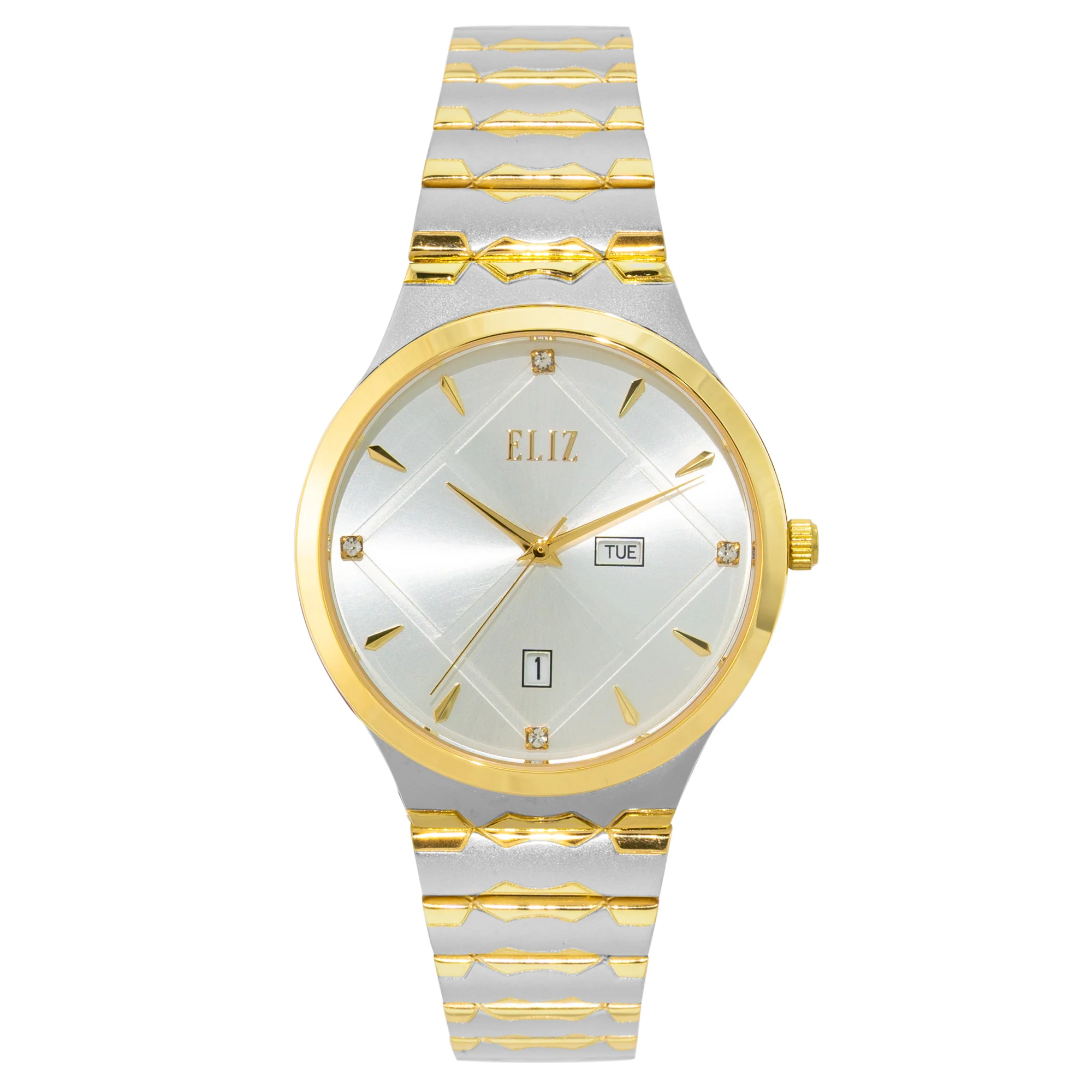 ELIZ ES8770G2TST SS Caseback & Band Day-Date Men"s Watch