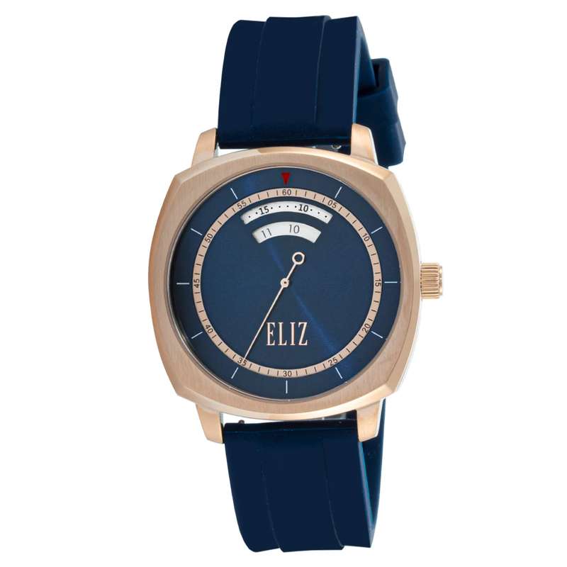 ELIZ ES8831G5RBB SS & Silicone Strap 3-Hands Men"s Watch