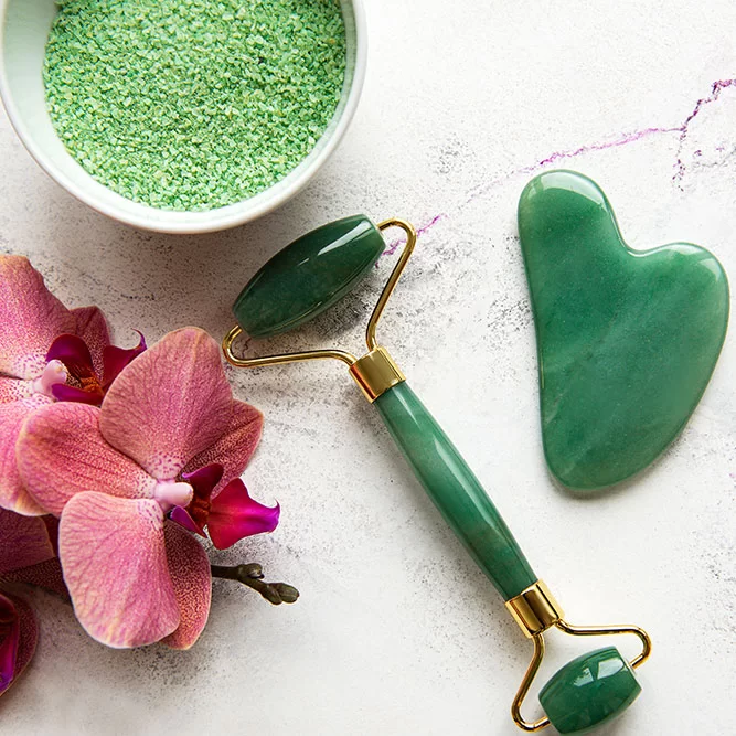 Face Roller & Gua Sha Set Jade