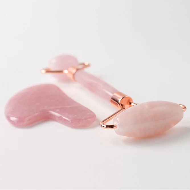 Face Roller & Gua Sha Set Rose Quartz
