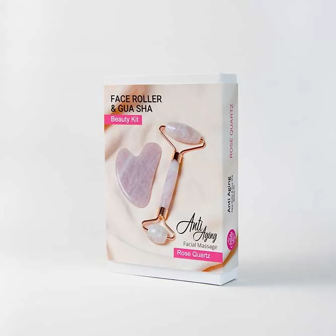 Face Roller & Gua Sha Set Rose Quartz