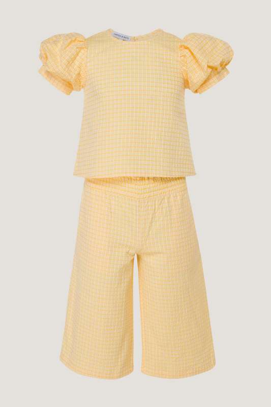 Girls Embroidered Puff Sleeve Set