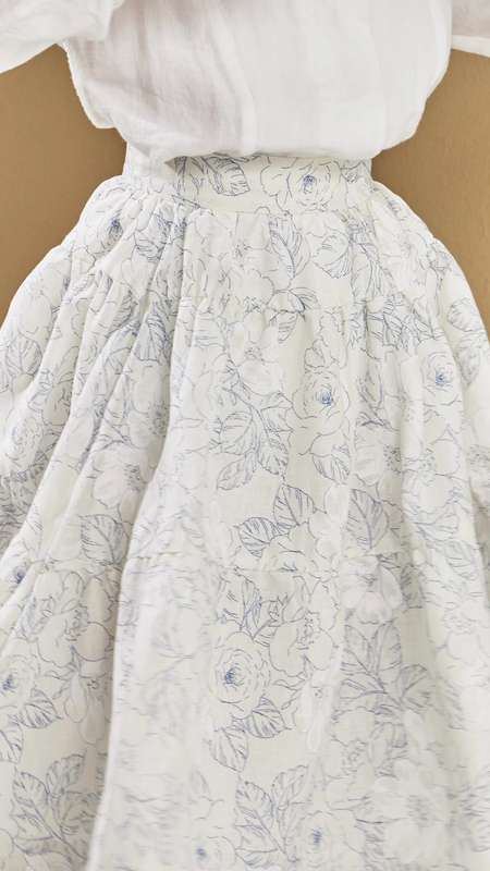 Girls Mid Skirt Blue Floral AOP