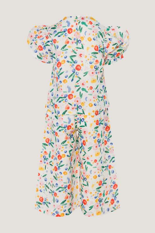 Girls Printed Puff Sleeve Set