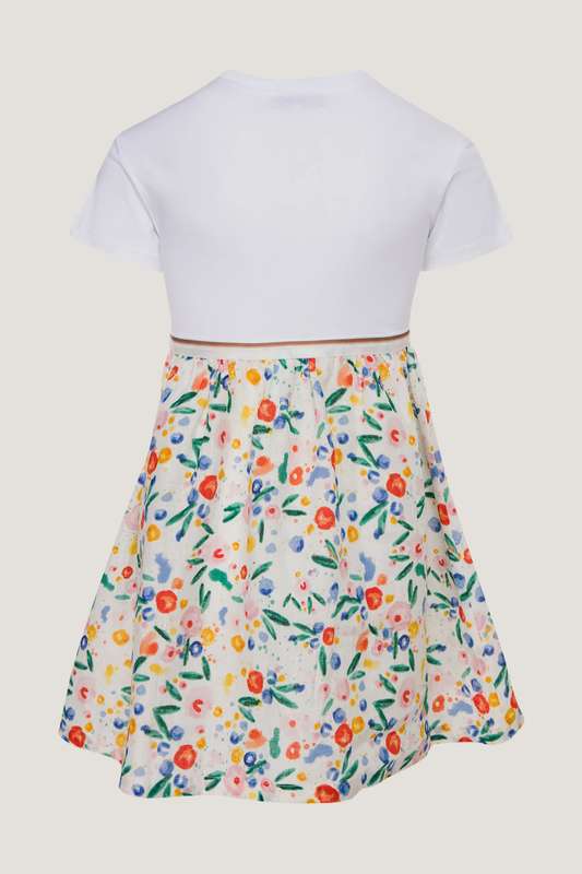 Girls Priny Solid & Print Mix SS Dress