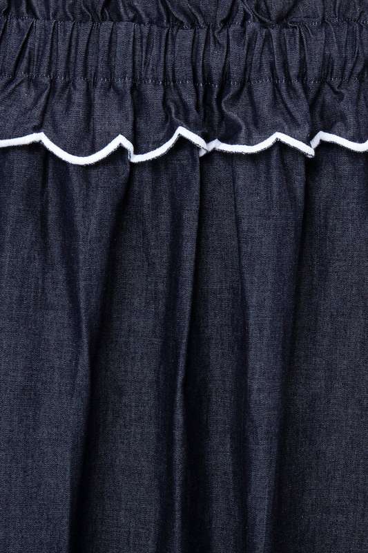 Girls Sossi Denim Off Shoulder Ruffle Dress