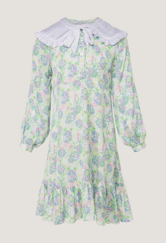 Girls Susan Floral Bunch Detachable Collar Dress