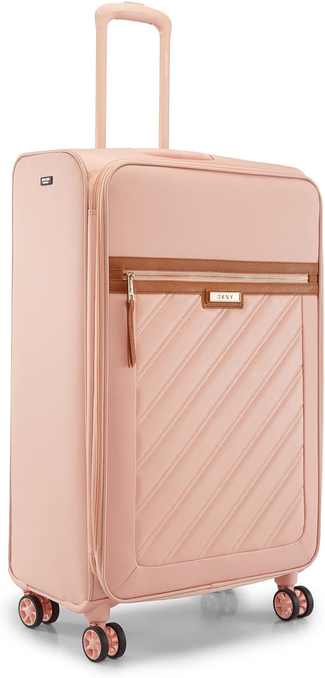 DKNY SWEET DREAMS Peach Bloom Luggage - Large Size Lightweight Spinner Suitcase with TSA Lock