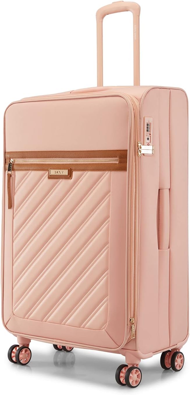 DKNY SWEET DREAMS Peach Bloom Luggage - Large Size Lightweight Spinner Suitcase with TSA Lock