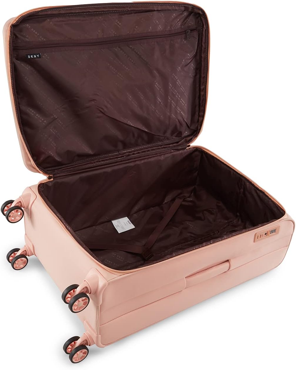 DKNY SWEET DREAMS Peach Bloom Luggage - Large Size Lightweight Spinner Suitcase with TSA Lock