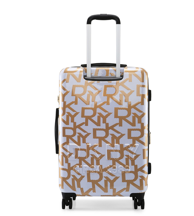 DKNY DECO Signature White & Gold Luggage - Large Size Lightweight Spinner Suitcase Set with TSA Lock