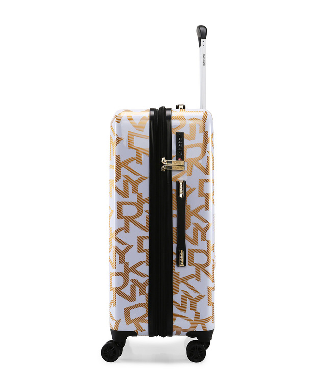DKNY DECO Signature White & Gold Luggage - Large Size Lightweight Spinner Suitcase Set with TSA Lock