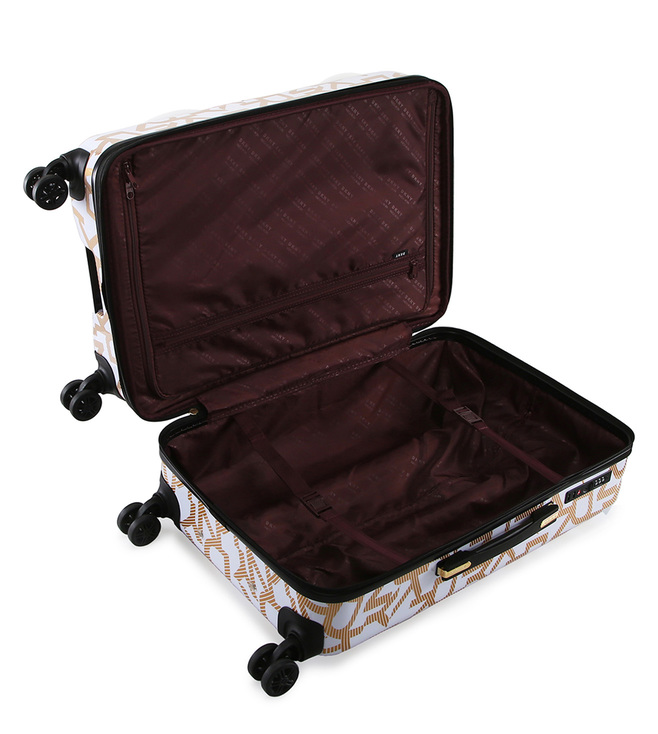 DKNY DECO Signature White & Gold Luggage - Large Size Lightweight Spinner Suitcase Set with TSA Lock