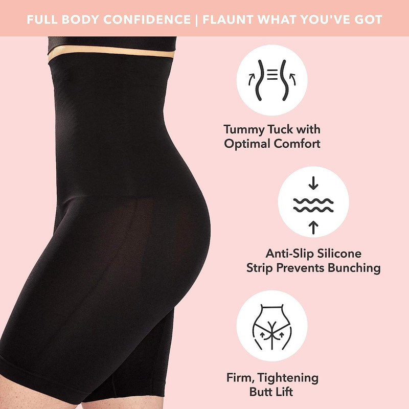 High Waisted Body Shaper Shorts Shapewear for Women Tummy Control Thigh Slimming Technology