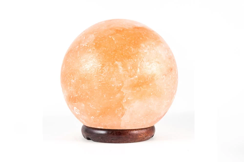 Himalayan Salt Lamp Globe / Ball + Candle Holder Set