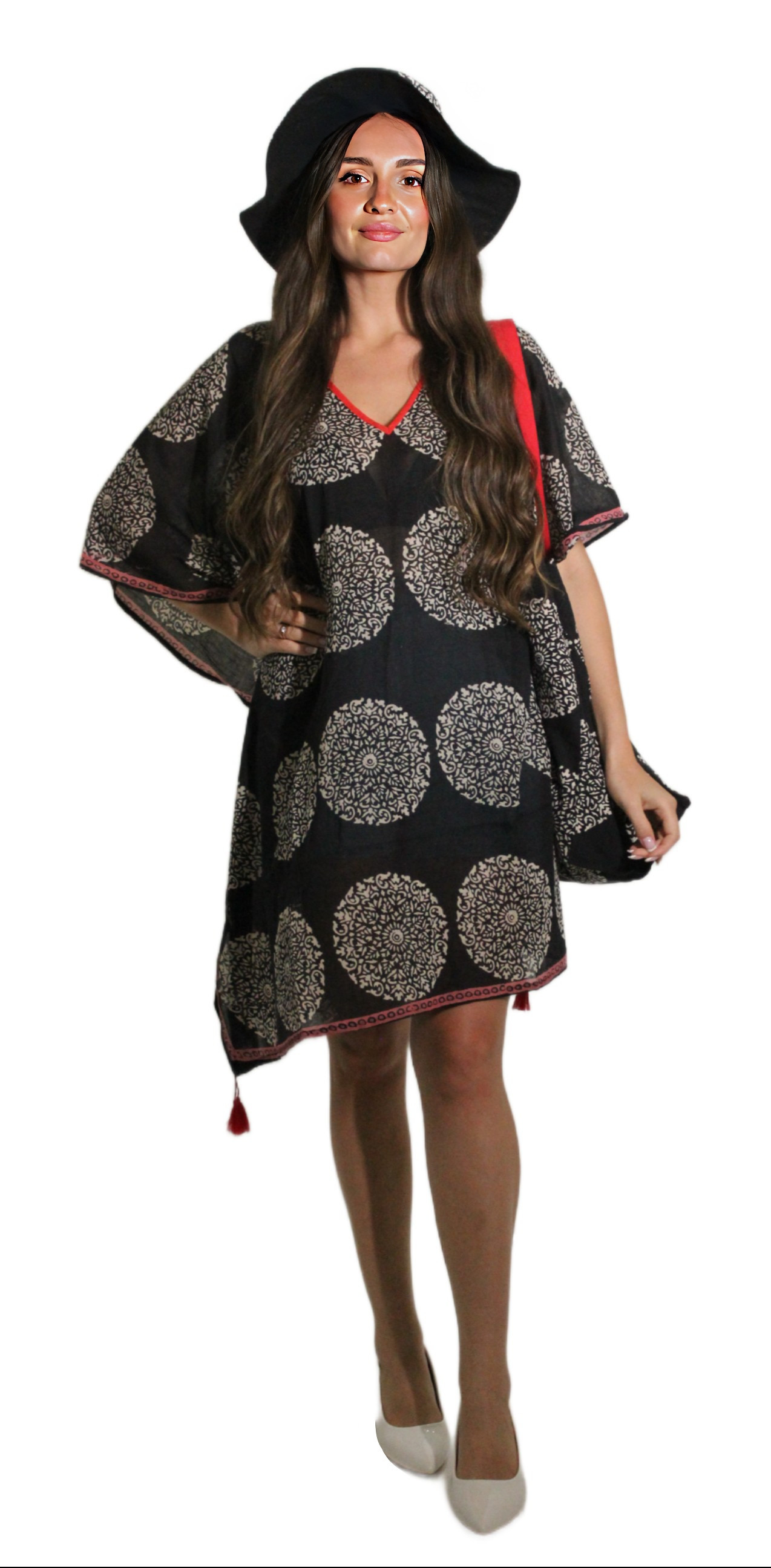 KAFTAN SET AFTERSHOCK LONDON PRINTED WITH HAT, BAG & KAFTAN