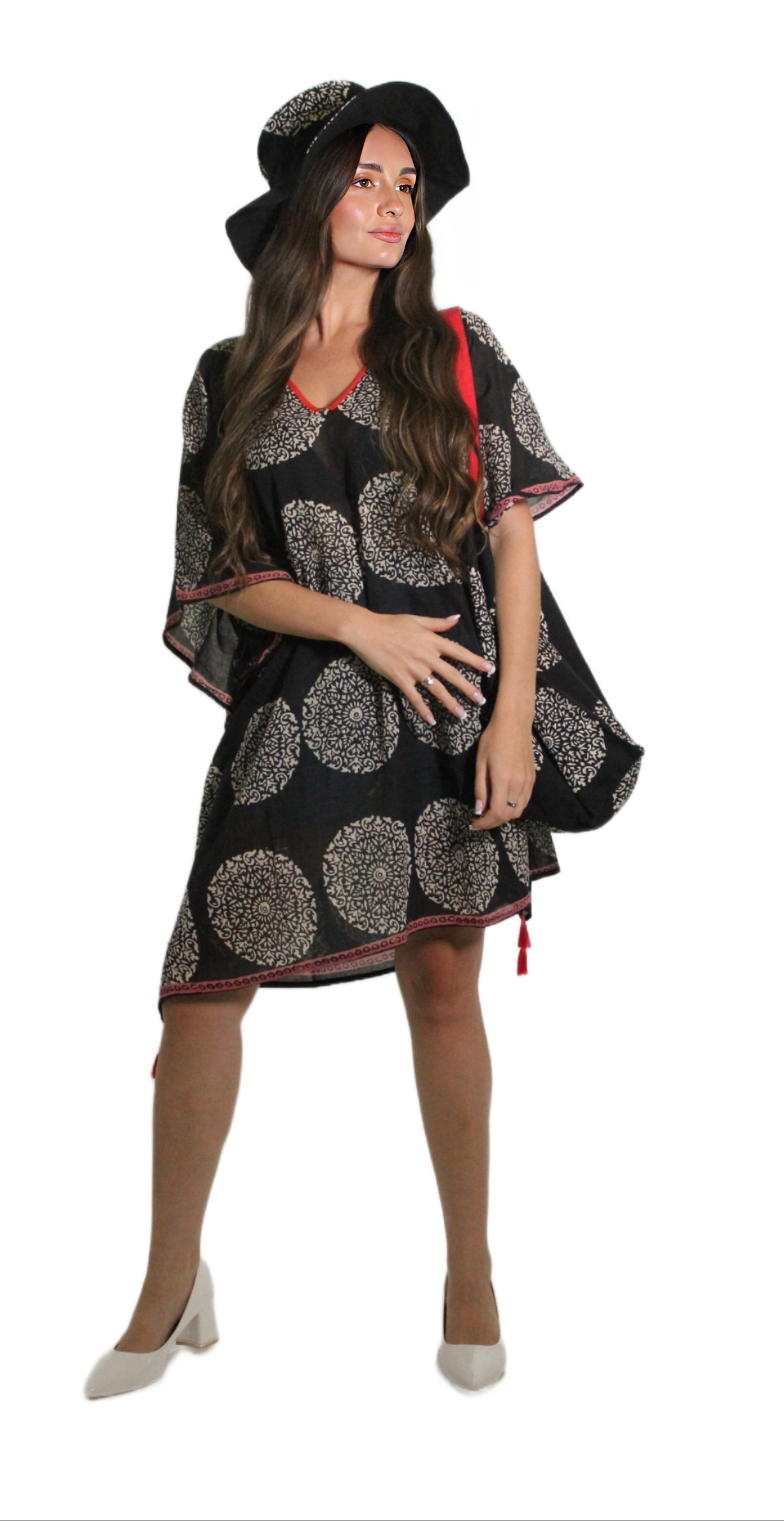 KAFTAN SET AFTERSHOCK LONDON PRINTED WITH HAT, BAG & KAFTAN