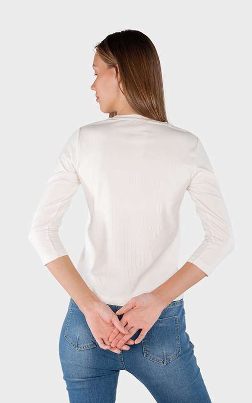 Ladies Essentials Cotton Knitted Long Sleeve T-Shirt - White