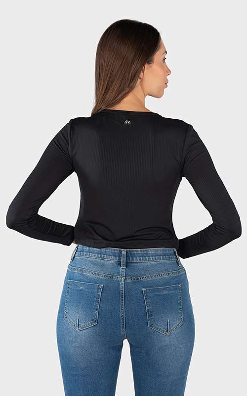 Ladies Essentials Knitted Long Sleeve T-Shirt - Black