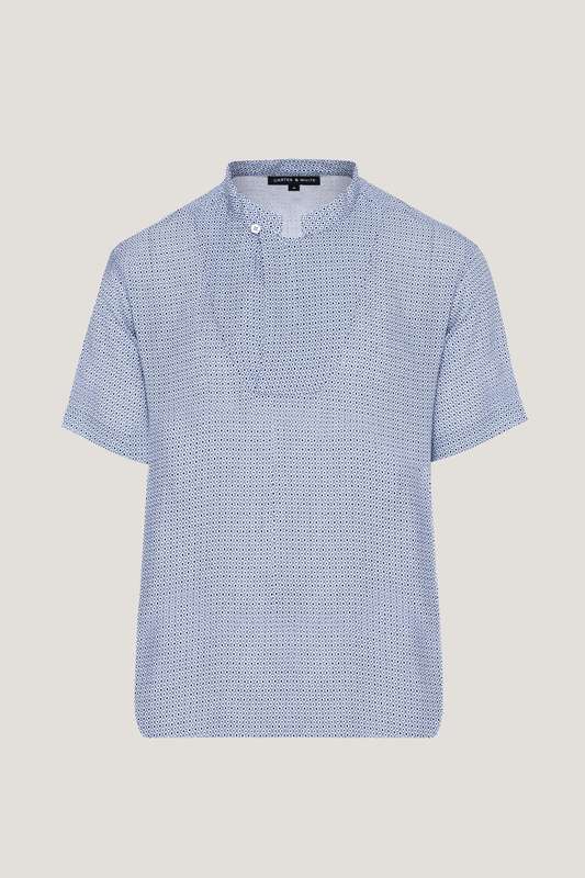 Men Carlo Printed SS Mandarin Shirt