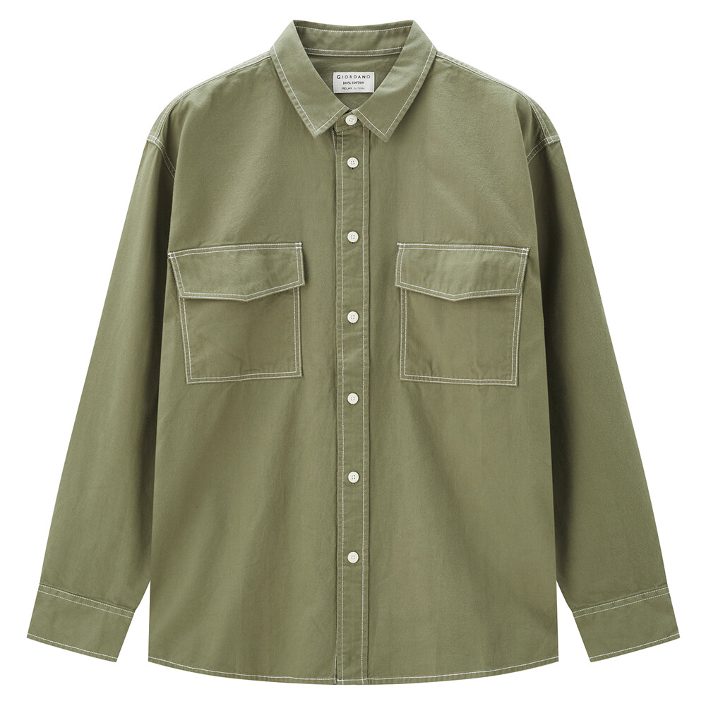 Men Cotton Shirt-Green