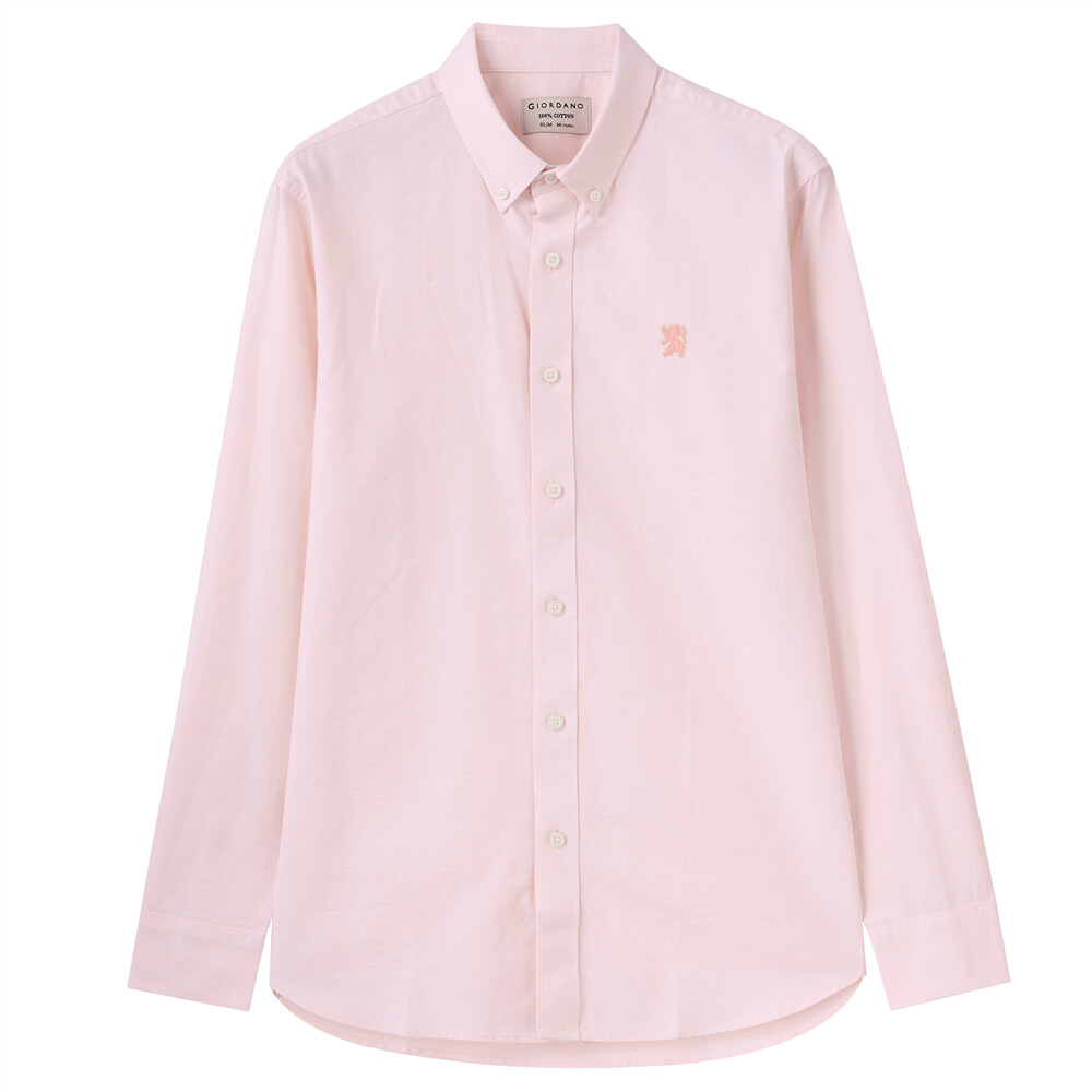 Men Long Sleeves Classic Shirt-Pink
