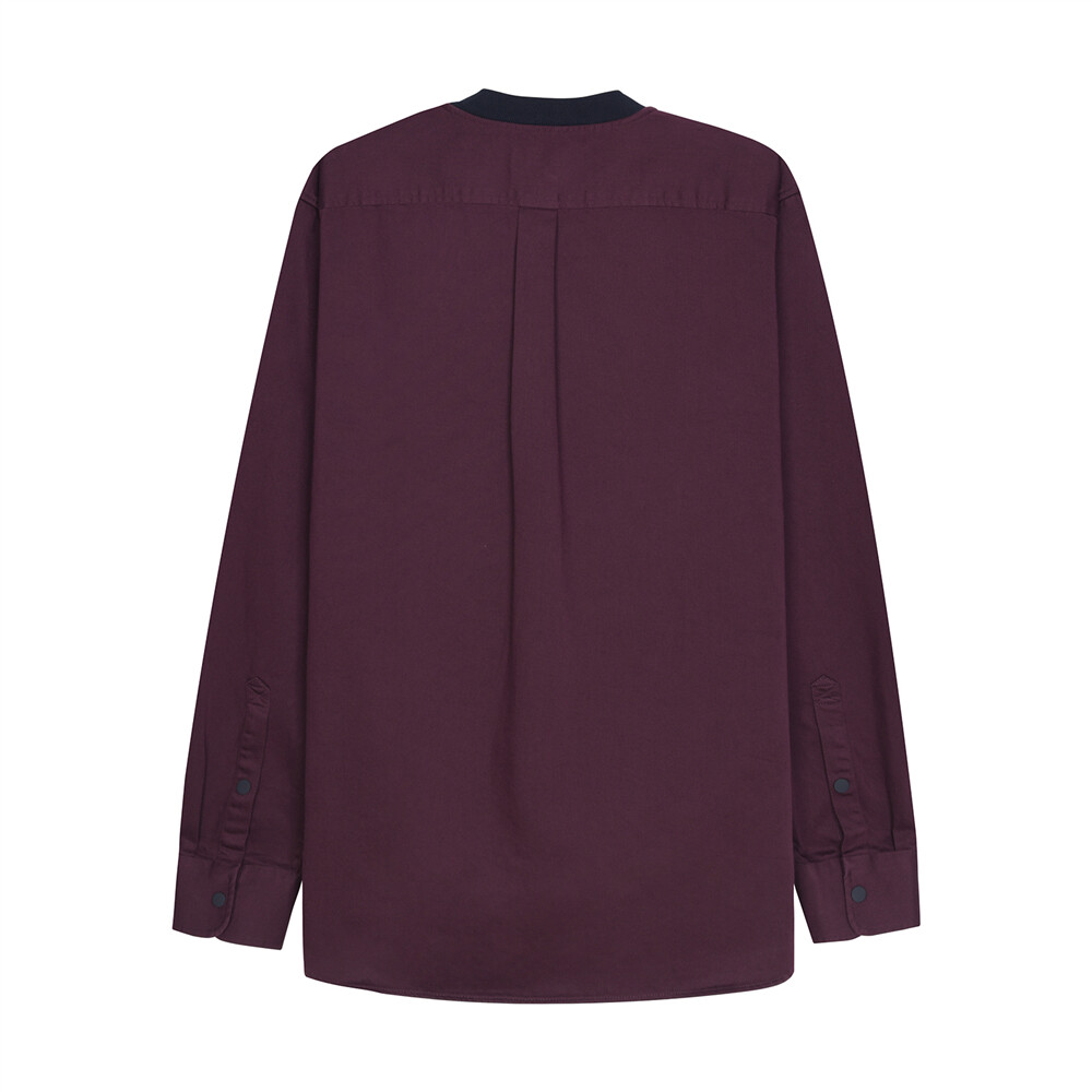 Men Mandarin Collar Shirt-Red