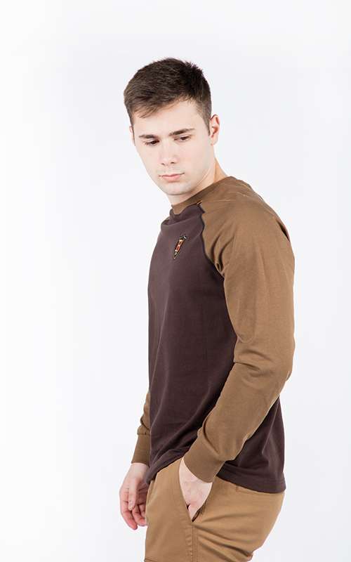 Men"s Casual Contemporary Long Sleeve T-Shirt - Brown