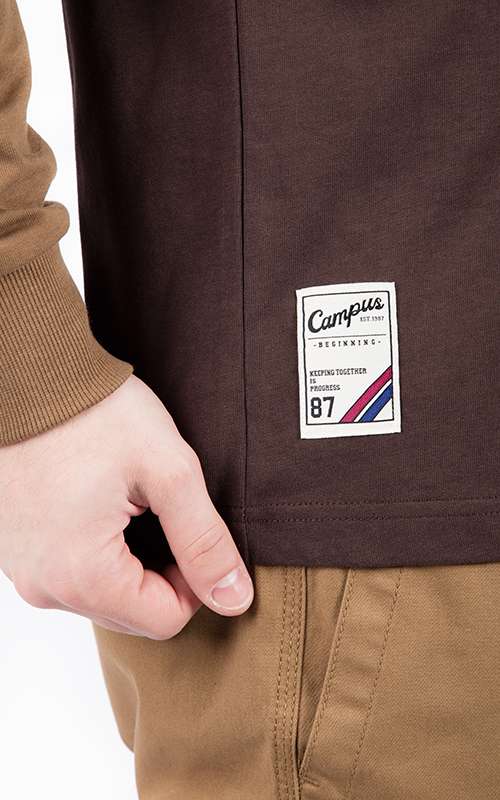 Men"s Casual Contemporary Long Sleeve T-Shirt - Brown