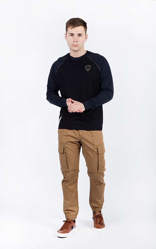Men"s Casual Contemporary Long Sleeve T-Shirt - Dark Blue