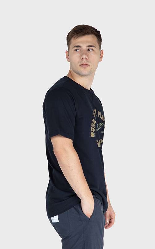 Men"s Casual Cotton Knitted Short Sleeve T-Shirt - Dark Blue