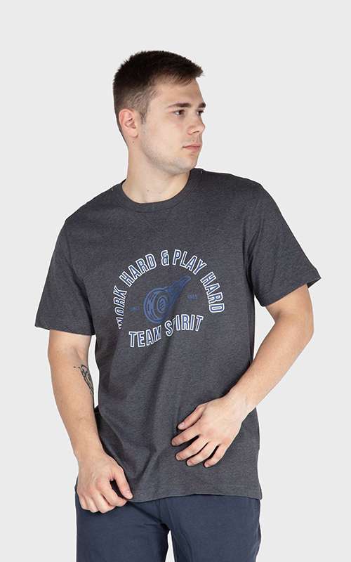 Men"s Casual Cotton Knitted Short Sleeve T-Shirt - Heather Grey