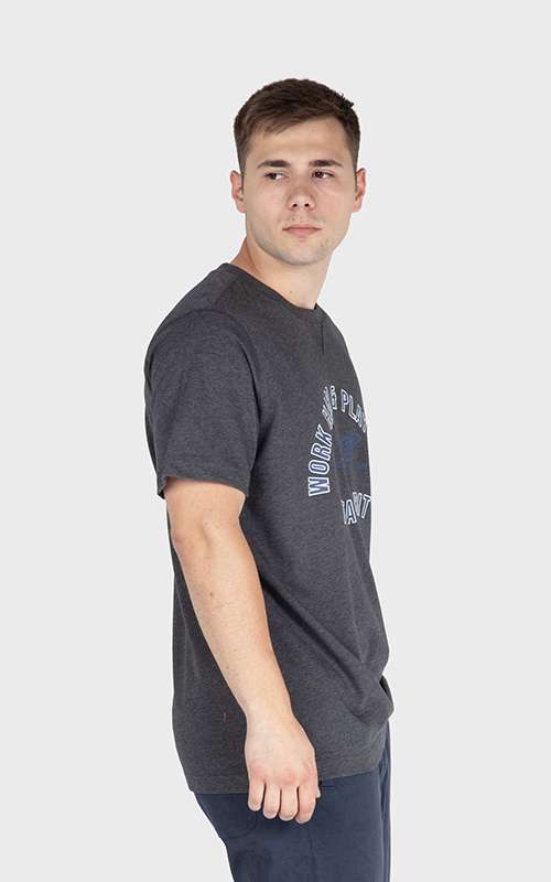 Men"s Casual Cotton Knitted Short Sleeve T-Shirt - Heather Grey