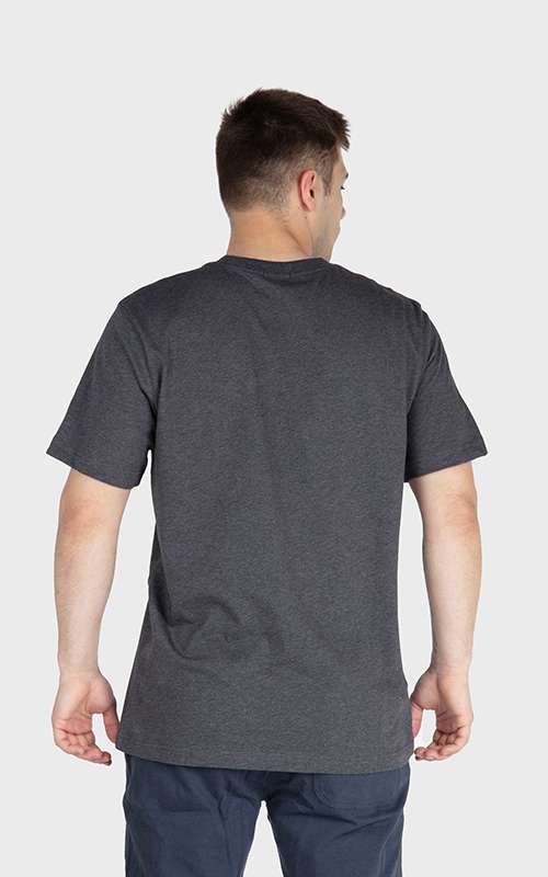 Men"s Casual Cotton Knitted Short Sleeve T-Shirt - Heather Grey