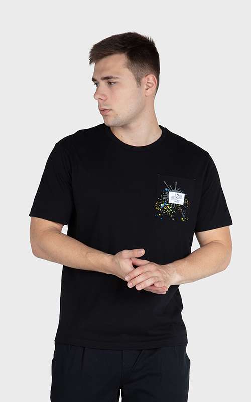 Men"s Essentials Cotton Knitted Short Sleeve Pocket Tee - Black