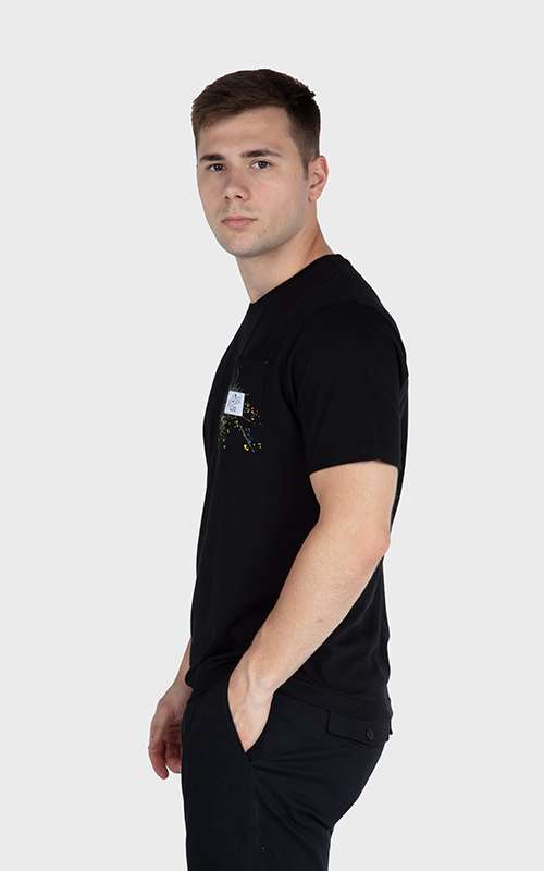 Men"s Essentials Cotton Knitted Short Sleeve Pocket Tee - Black