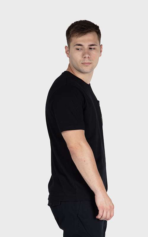 Men"s Essentials Cotton Knitted Short Sleeve Pocket Tee - Black