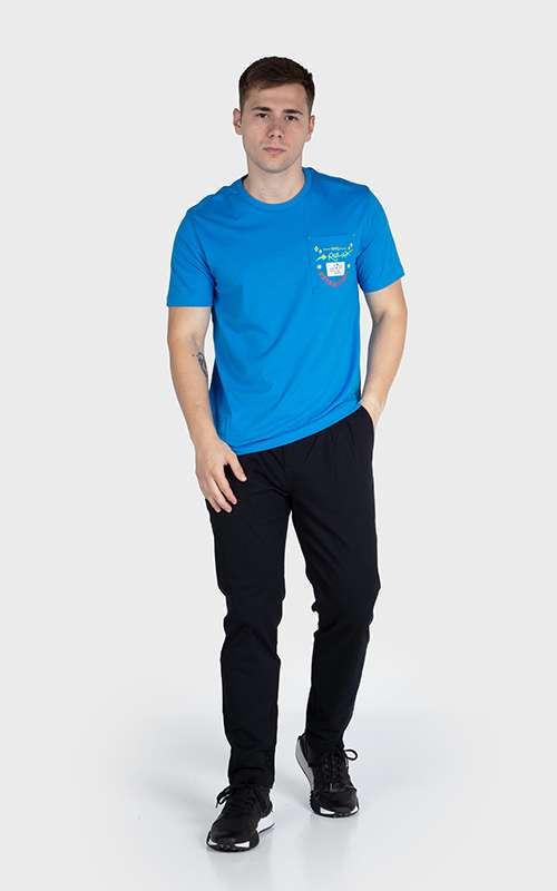 Men"s Essentials Cotton Knitted Short Sleeve Pocket Tee - Blue