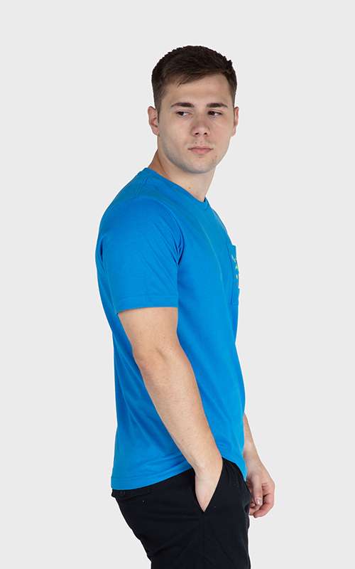 Men"s Essentials Cotton Knitted Short Sleeve Pocket Tee - Blue