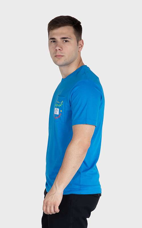 Men"s Essentials Cotton Knitted Short Sleeve Pocket Tee - Blue