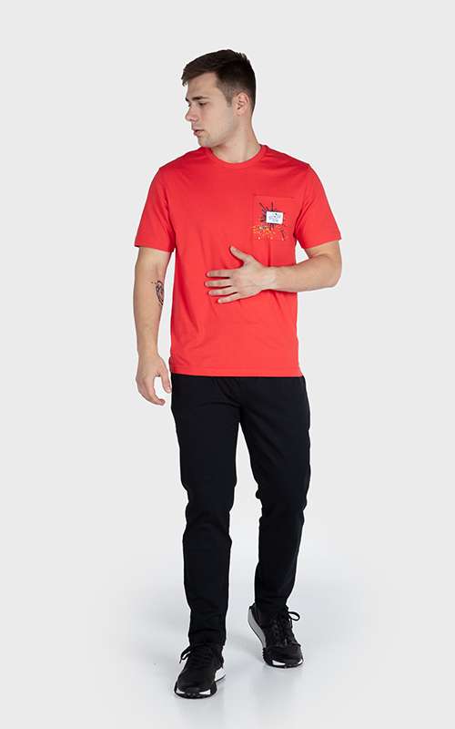 Men"s Essentials Cotton Knitted Short Sleeve Pocket Tee - Bright Pink