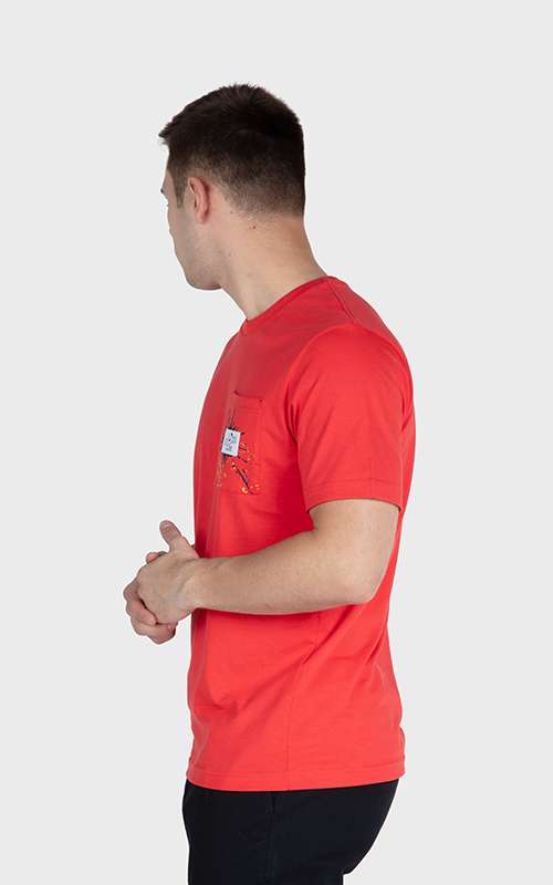 Men"s Essentials Cotton Knitted Short Sleeve Pocket Tee - Bright Pink