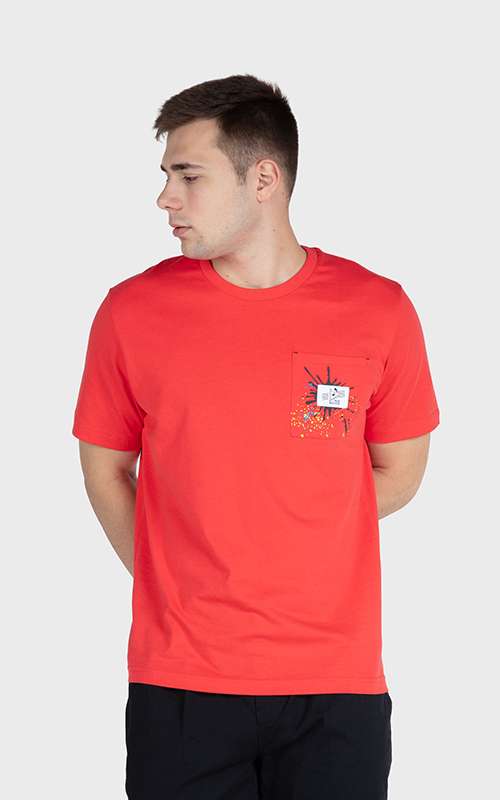Men"s Essentials Cotton Knitted Short Sleeve Pocket Tee - Bright Pink