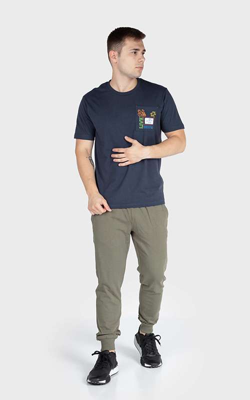 Men"s Essentials Cotton Knitted Short Sleeve Pocket Tee - Dark Blue