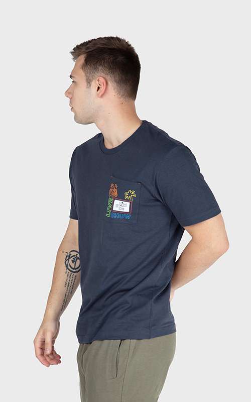 Men"s Essentials Cotton Knitted Short Sleeve Pocket Tee - Dark Blue