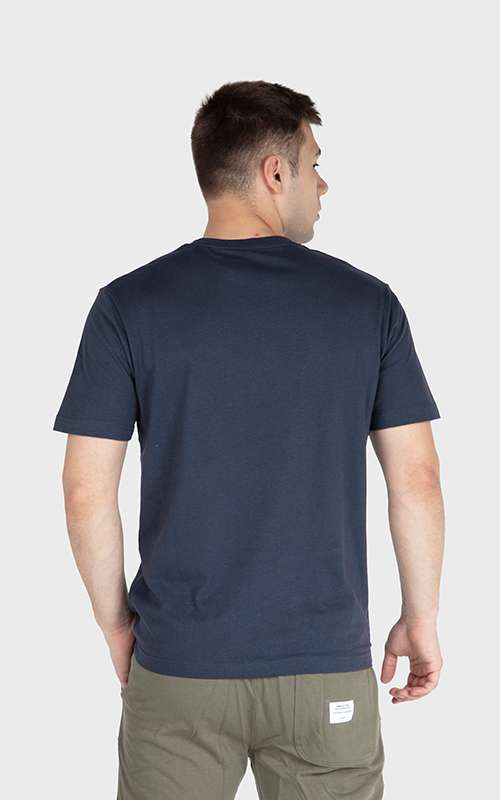 Men"s Essentials Cotton Knitted Short Sleeve Pocket Tee - Dark Blue