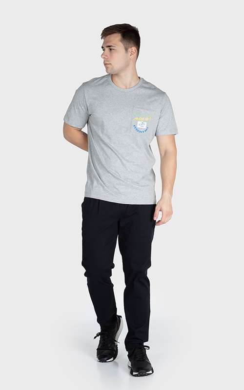 Men"s Essentials Cotton Knitted Short Sleeve Pocket Tee - Heather Grey